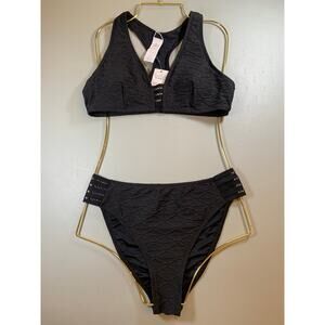 NWT Cupshe Textured High Waist Bikini Set Size Medium